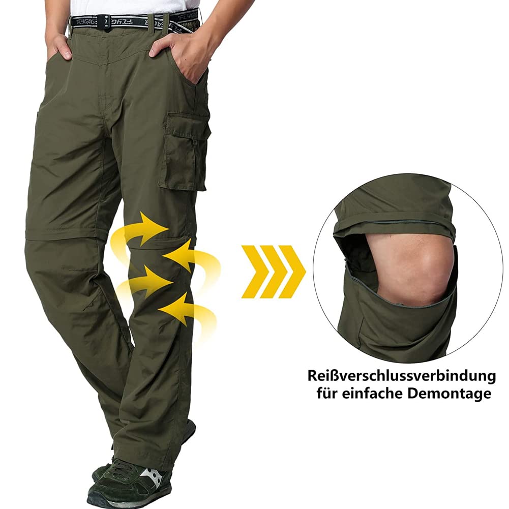 Herren Wanderhose Zip Off Leichte Atmungsaktiv Schnell Trockend Trekkinghose Abnehmbar Funktionshose Stretch Sommer Outdoorhose