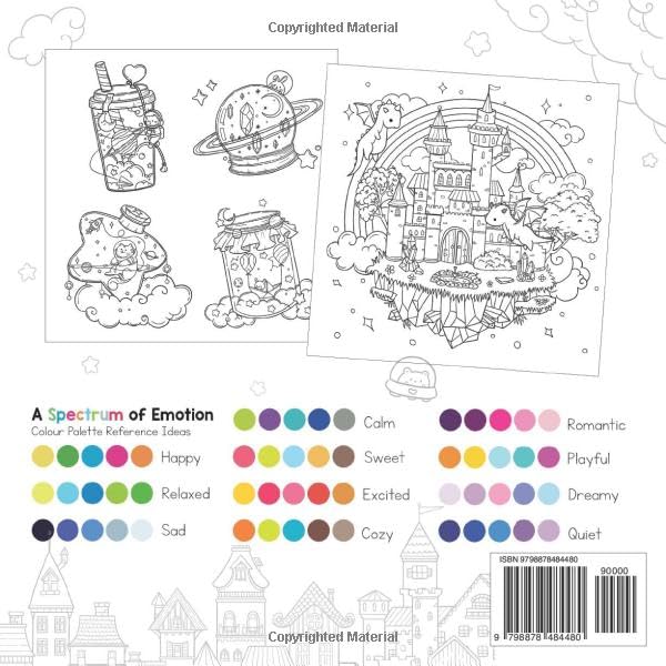 Mindful Color: Adorable Clouds Coloring Book: Journey into the Mystical Sky Kingdom, with Cute Kawaii Creatures and Enchanted Houses. For Adults and Teens. - Image 2