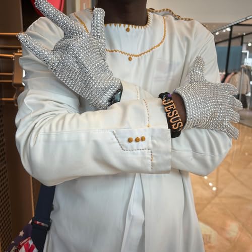 Rhinestone Glove for Wen Women Kids Fans Sequin Glove (Left glove for adult)3