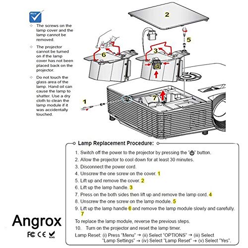 Angrox UHD60 Bulb lamp for Optoma UHD60-UHD50-UHD51A-UHD51-UHD40-UHD65-UHD550X-UHD400X-UHD300X Projector Replacement Lamp Bulb BL-FP240E/SP.78V01GC01