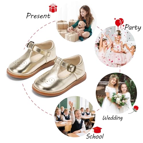 Image of PHIRAMIN Toddler Girl Mary Jane Student Oxford Shoes-Little Girl School Uniform Shoes for Wedding Party