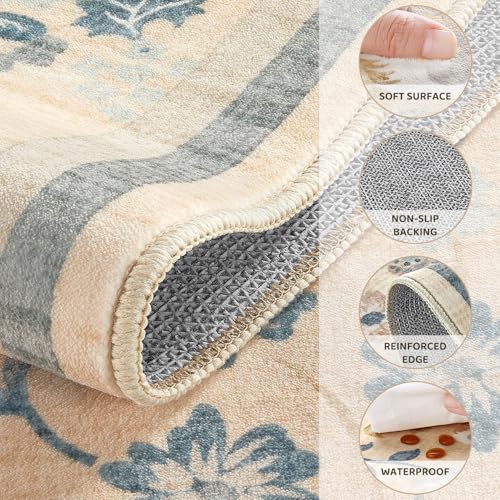 Tapete corredor UERMEI 2x8 ft lavable floral boho miniatura 6