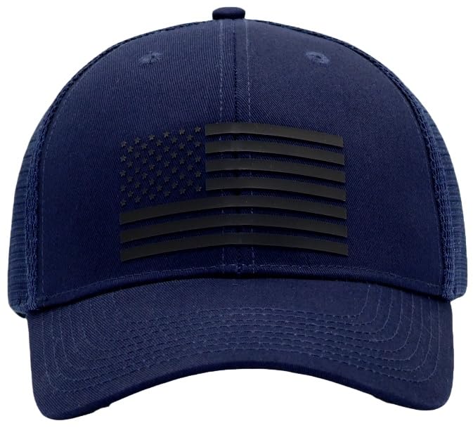 Image of American Flag Trucker Hats, Patriotic Baseball Cap for Men, Adjustable Breathable Mesh Snapback, Fits OSFM & XXL Head