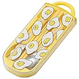 Sanrio Gudetama Egg Lunch Utensil Set- Sunnyside Up- Includes Reusable Fork, Spoon, Chopsticks and Carrying Case - Authentic Japanese Design - Durable, Dishwasher Safe