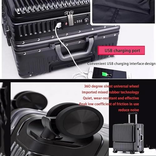 Luggage Travel Gear Carry On Luggage Aluminum Frame Suitcases with Wheels Dry and Wet Separation Design(D,20in)3