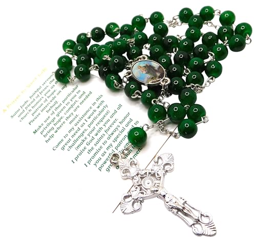 St Jude Rosary Glass Bead Catholic Gift Set with Patron Saint Holy Prayer Card3