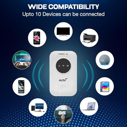 Image of 4G /5G WiFi Dongle with SIM Slot | Portable Wireless Hotspot Device | Up to 150 Mbps Speed | 2100mAh Battery | Supports 10 Devices | Pocket WiFi Data Card for Laptop & Travel