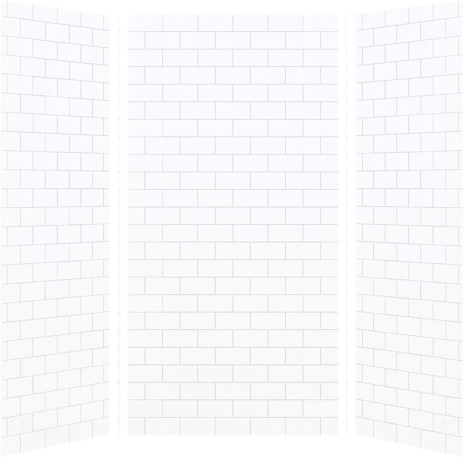 Transolid SWK483696-21 SaraMar 36-in X 48-in X 96-in Glue to Wall 3-Piece Shower Wall Kit, White