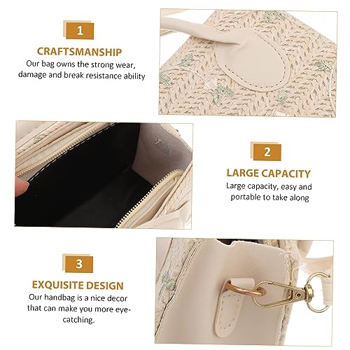 BESPORTBLE Woven Straw Shoulder Bag for Women Lightweight Portable Tote with Spacious Interior Summer Beach Handbag Handmade Casual Pouch White3
