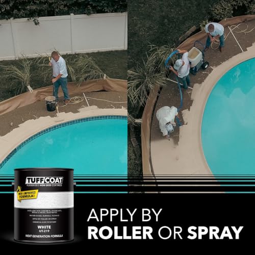 Image of Tuff Coat Medium Texture Rubberized Non-Skid Deck Coating - Textured Non-Slip Safety Surface for Pool Decks, Docks, Boat Ramps, Patios, Walkways & High-Traffic Areas (UT-219 White 1-gallon)