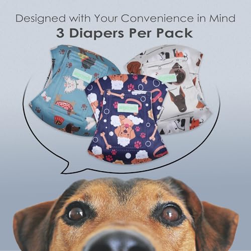 Image of wegreeco Washable Male Dog Belly Band (Stylish Pattern)- Pack of 3 - Washable Male Dog Belly Wrap, Dog Diapers Male (Lovely Dogs, Large)