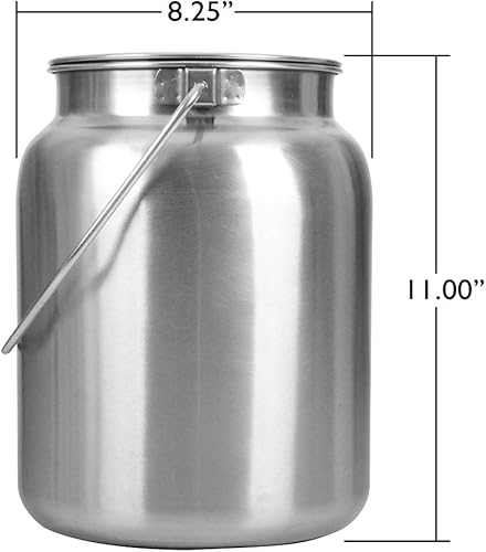 Miniatura 3 de Lindy's Jarra de leche sin costuras de acero inoxidable de 2 galones, lata de leche, cubo de leche, recipiente de almacenamiento de líquido