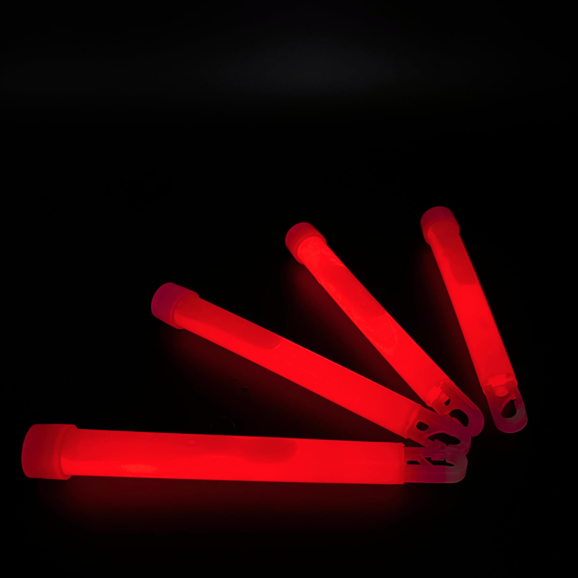 KNIXS 25er Pack Power-Knicklichter/Knicklicht rot (15cm) inkl. Spezialhaken und Befestigungsband - rot Leuchtend für Party, Festival, Outdoor oder als Dekoration