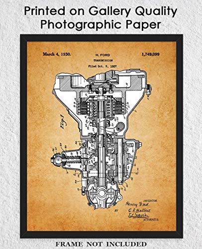 Vintage Patent Prints Wall Art - Classic Car Wall Art Photo Prints, Vintage Ford Patent Art Prints Engine Poster, Gifts For Dad & Stepdad - Bathroom Prints & Engineering Posters, 11X14 #TOP4