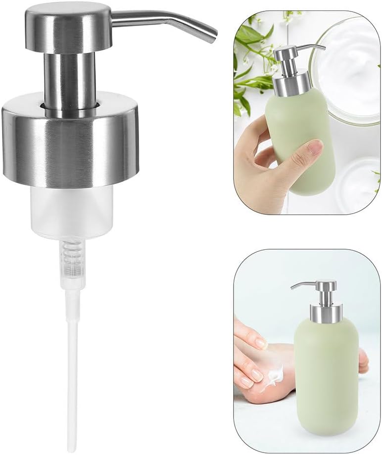 DOITOOL Replacement Shampoo Dispenser Pump for Bathroom Soap Bottles Stainless Steel Foaming Soap Pump Set of 3 Fits 44Mm Thread Diameter Controls Dispensing Reduces Waste