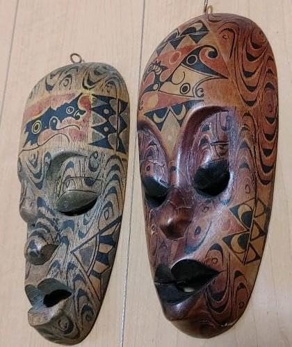 バリ直接買い付け 家具 インテリア 木製 お面 セット インドネシア