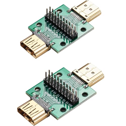 PENGLIN 2 conectores HDMI con placa PCB de prueba, paso de 2.54, 19 pines, conectores macho a hembra para transferencia de cable de línea de datos