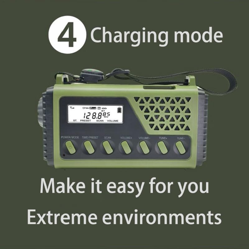 Emergency Radio with Bluetooth 5.0, Solar Hand Crank Portable Weather Radio for Power Outage, AM/FM/Shortwave Battery Operated Radio with Type-C Charger, Flashlight, Reading Lamp, SOS Alarm，8000mAh