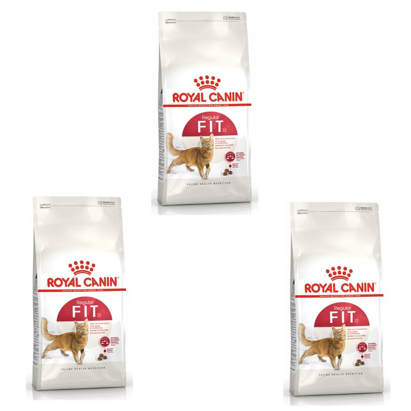 Royal Canin FIT 32 Regular für aktive Katzen | 3er Pack | 3 x 400 g | Alleinfuttermittel für ausgewachsene Katzen | Kann dabei hilfreich Sein die Haarballenbildung zu reduzieren
