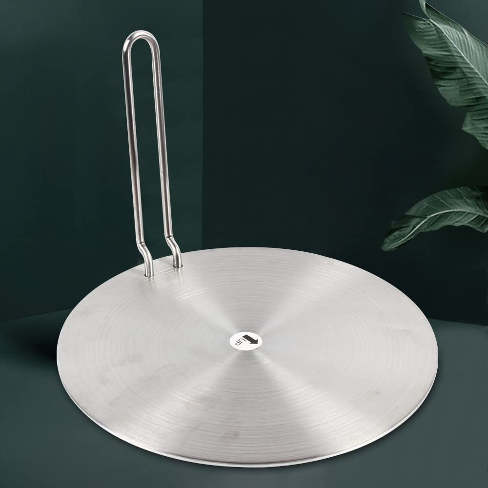 Iindukcyjna płyta adapterowa, stal nierdzewna, 24 cm, adapter indukcyjny, wielofunkcyjna płyta rozdzielająca ciepło z uchwytem, płyta adaptera do kuchenek indukcyjnych, garnków i patelni, takich jak