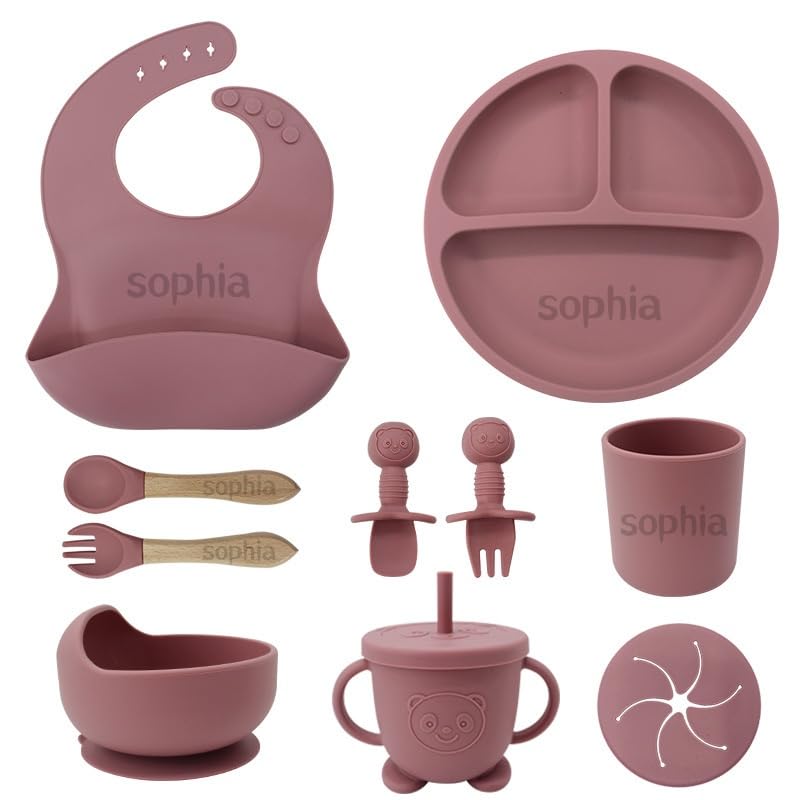 Personalized Silicone Suction Plates for Baby,Custom Toddlers Spoon and Fork, Baby Feeding Set with Name,Baby Birthday Gift for Boy & Girl
