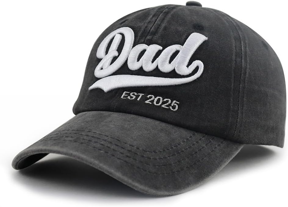 2PCS Mom and Dad EST 2025 2026 Hat, Adjustable 3D Embroidered New Parents Gifts Baseball Cap - Image 3