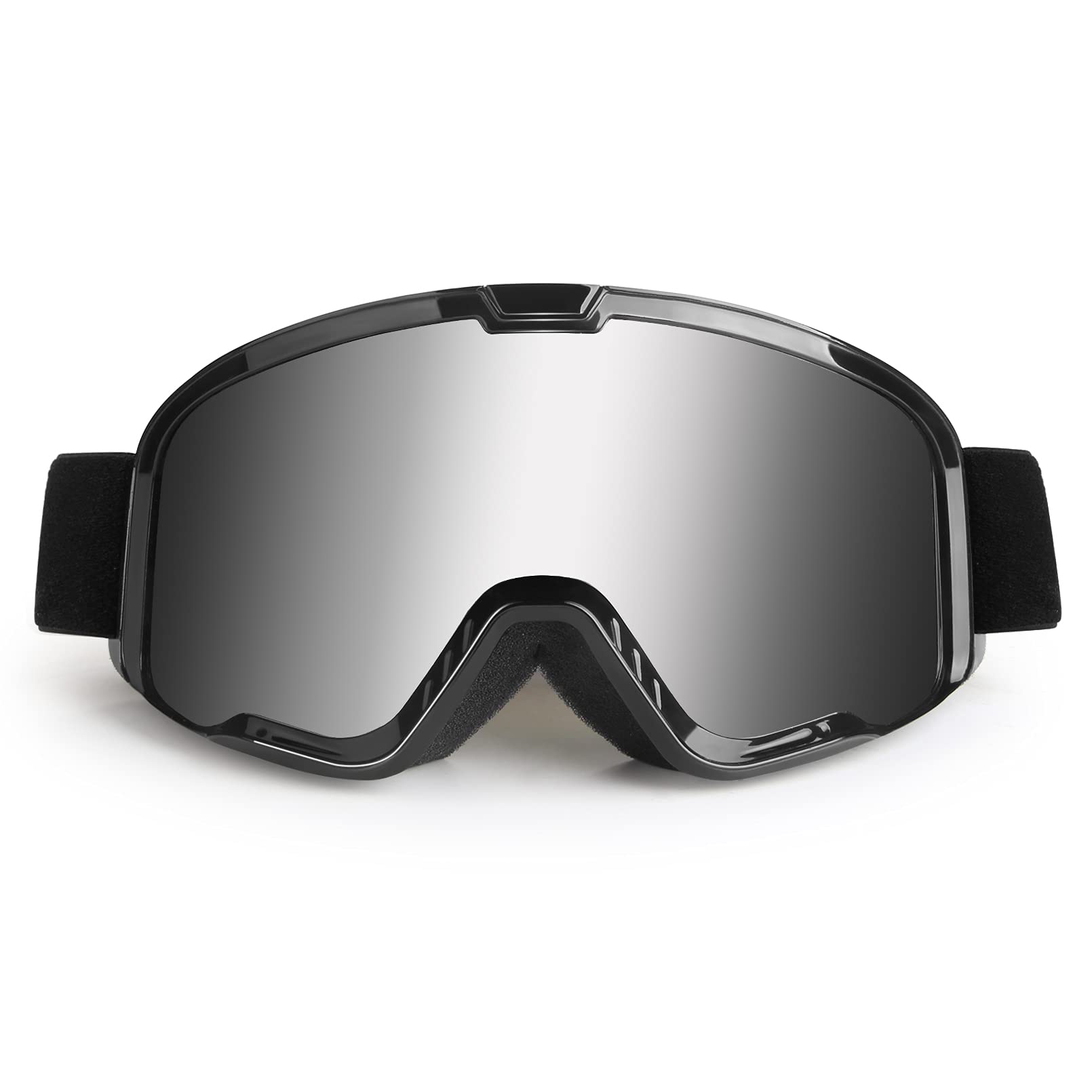 LMAVAGLMAVAG Motocross Goggles for Adult ATV, Motorcycle, Dirtbike & Offroad - UV400 Anti-Scratch, Dustproof Silver MX Goggles