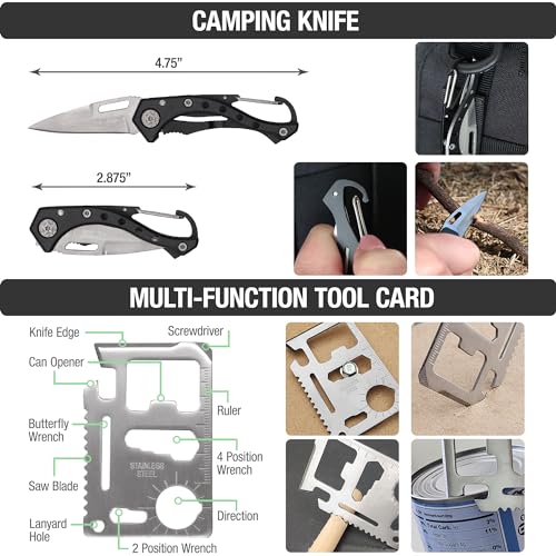 The Brazos First Aid Survival Kit, 250 Pieces, Hiking & Camping Essentials, Survival Gear and First Aid Combo for Emergency Preparedness, Lightweight, Portable, Tactical Clips & Closures, Black - Image 6