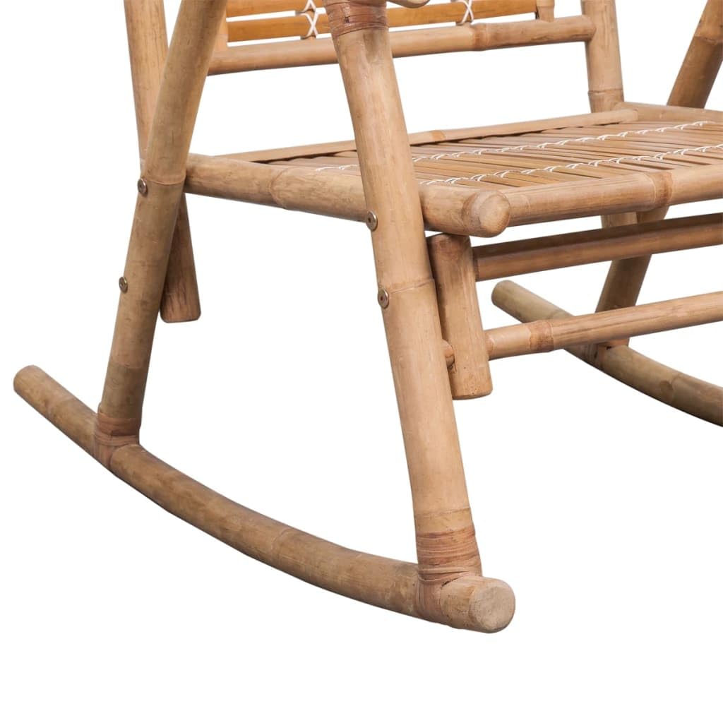 vidaXL Silla Mecedora de Jardín de Bambú Asiento Balancín Patio Terraza Porche