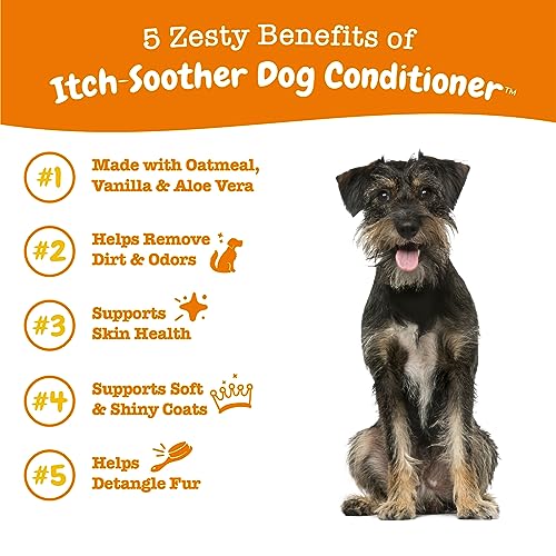 Image of Dog Conditioner with Oatmeal, Aloe Vera & Shea Butter - Natural Grooming Pet Wash for Skin & Coat - Anti Itch Formula - Vanilla Bean Scent - 16 OZ