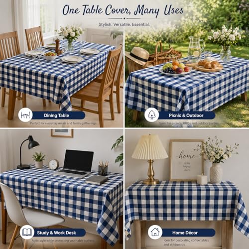 Image of BSB HOME 300 TC Table Cover for Dining Table, Premium Soft Washable Wrinkle & Fade Resistant Table Cloth for Home Kitchen Dining Room Decor, 90 x 60 Inches (228 x 152 cm) - Cobalt Blue