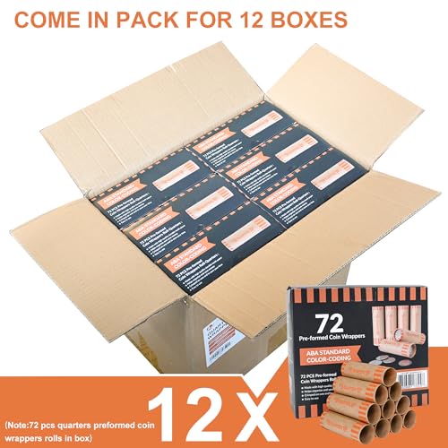 Image of LLIKED 864 PCS Quarters Preformed Coin Roll Wrappers-Quarters