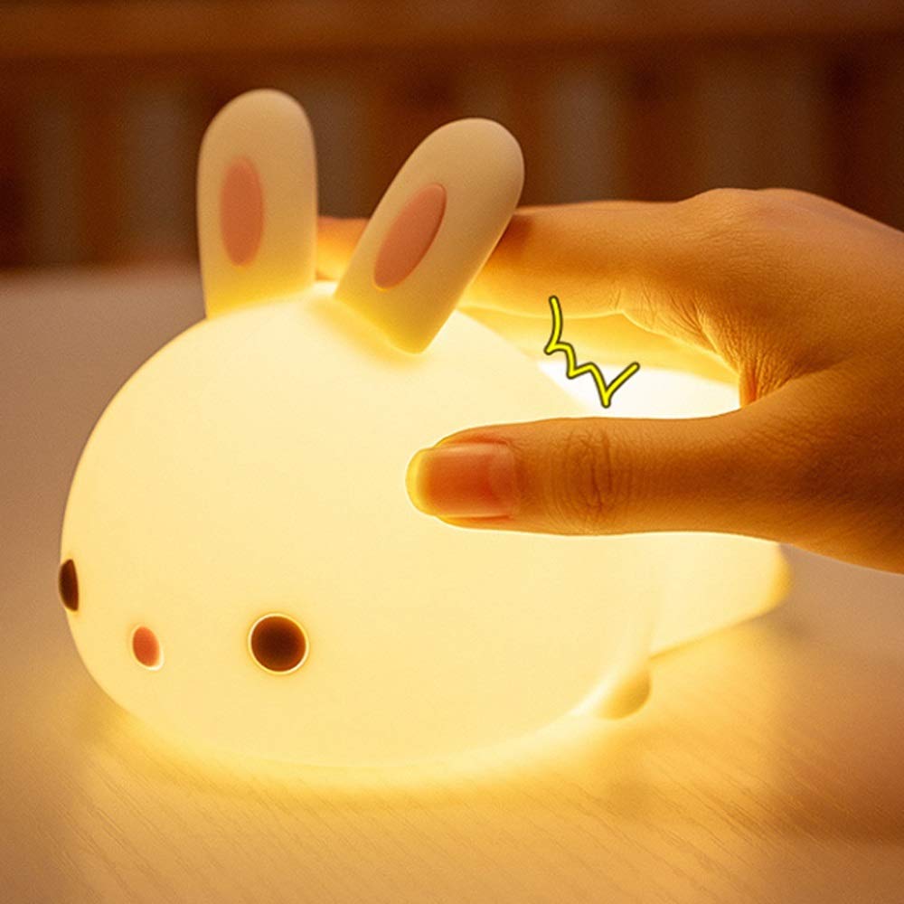 Luce Notturna in Silicone, Luce Notturna per Giovani Conigli Touch Ricaricabile Portatile Morbida e Carina, Luce Notturna nella cameretta dei Bambini, Camera da Letto Interesting