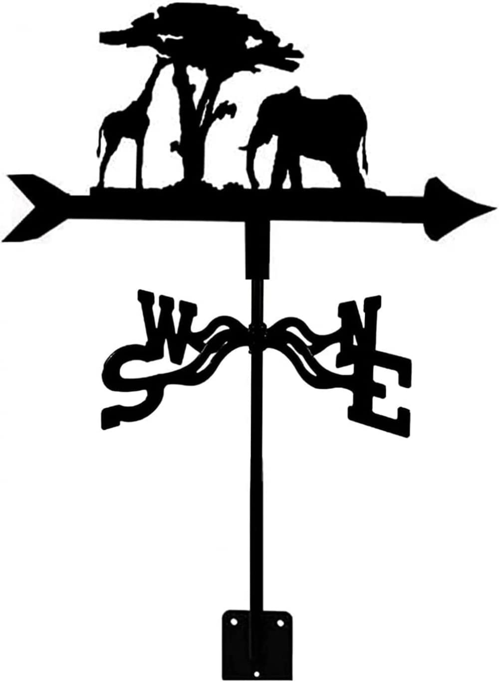 TAXXII Giraffe Weathervane Metal Weather Vane Stainless Steel Wind Elephant Direction Indicator Weathercock Measuring Tool for Garden Patio Yard Ornament Decoration-D
