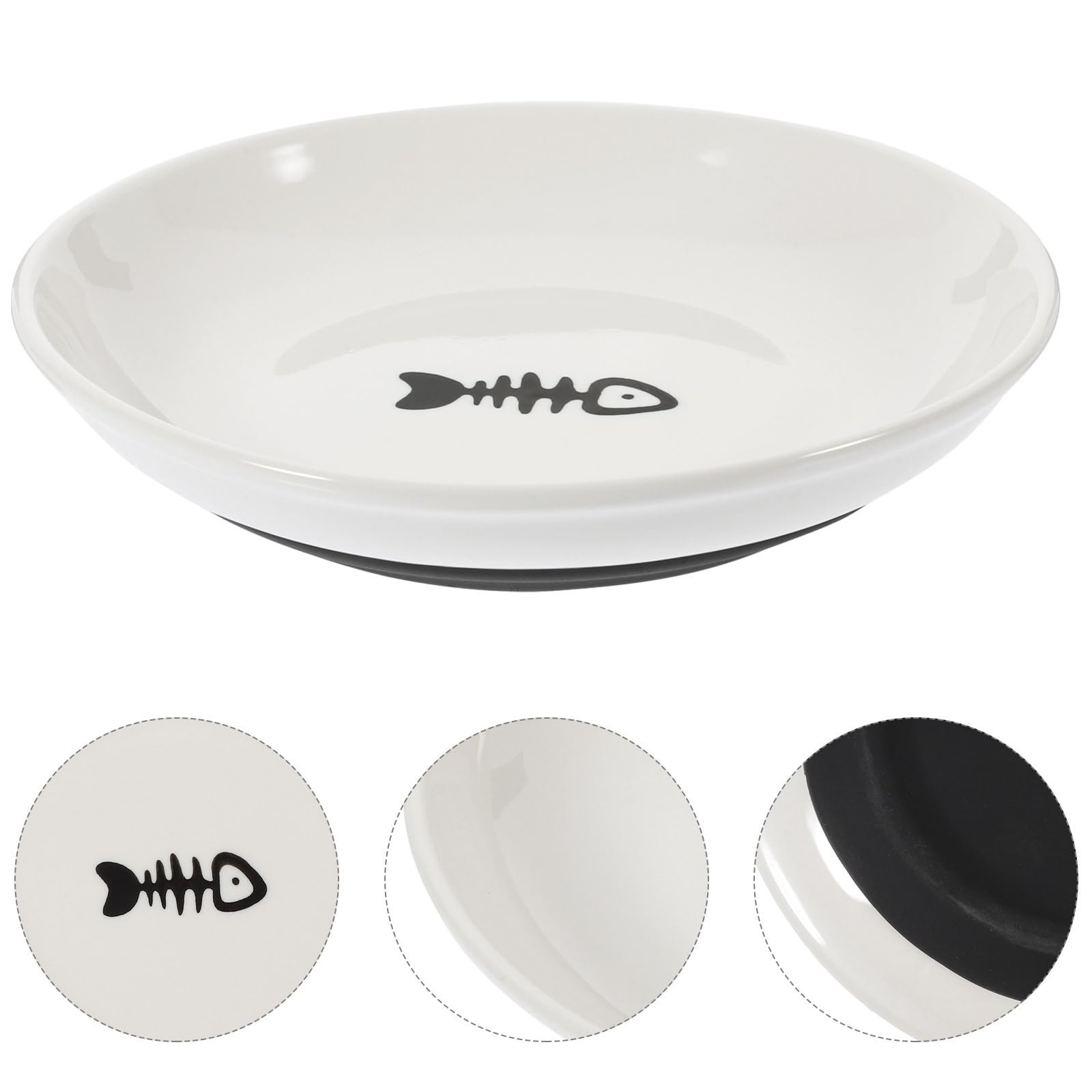 ifundom 3pcs Gamelles Céramique pour Chat Bol Peu Profond et Large Bol Alimentaire Antidérapant pour Chatons