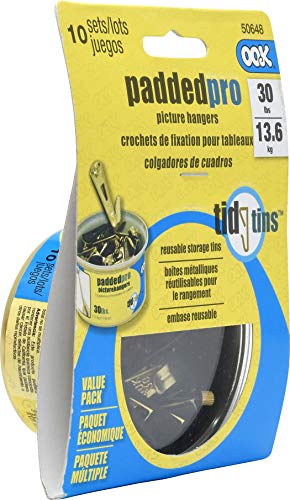 Ook 50648 Professional Picture Hangers, Art Hangers, Padded, Brass, Reusable Picture Hooks, 30Lb (10 Set) #TOP5