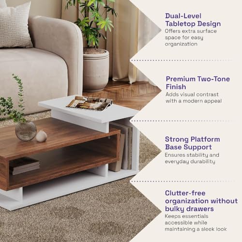 Image of Wakefit Center Table | 1 Yr Warranty | Coffee Table for Living Room Wooden, Tea Table for Living Room Wooden, Sofa Table, Free Installation from Brand, Modern Multi-Functional & Wobble-Free(Storiva)