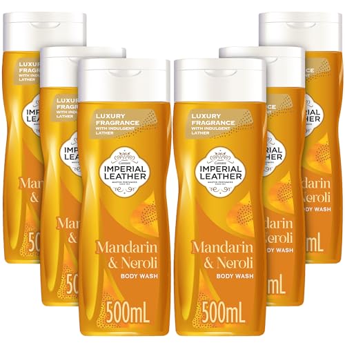 Imperial Leather Mandarin & Neroli Refreshing Body Wash Shower Gel, Signature Oil Blend, Creamy Lather, Gentle Skin Care, Bulk Buy, Pack of 6x500ml