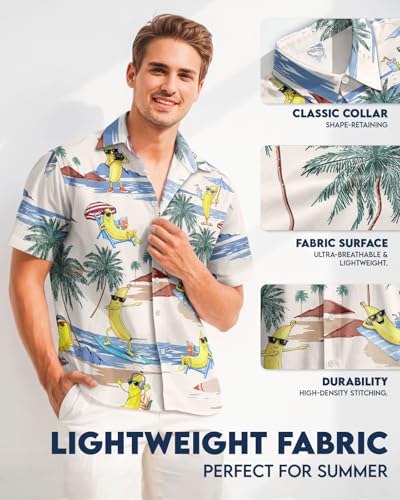 Image of 99TIMORO Fathers Funny Mens Hawaiian Shirt, Movie Button Down Short Sleeve Top, Father Day Summer Gifts