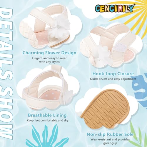 Image of CENCIRILY Infant Baby Girls Boys Sandals Summer Beach Outdoor Bowknot Soft Rubber Sole Toddler Princess Dress Flats Walking Shoes
