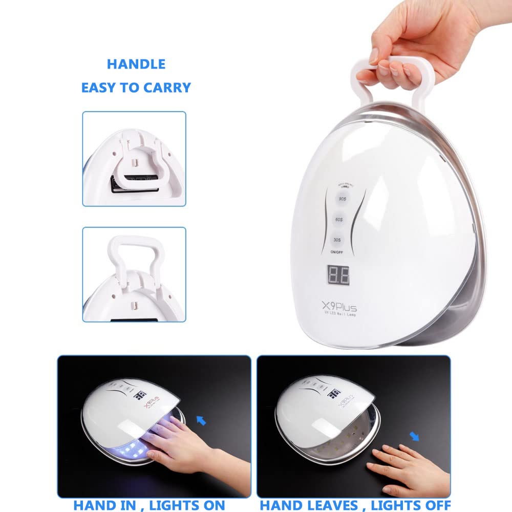 YHNNH, Lampada for unghie in gel a LED senza fili da 48 W, lampada for polimerizzazione portatile wireless ricaricabile for asciuga unghie professionale, for unghia e unghia del piede(White)