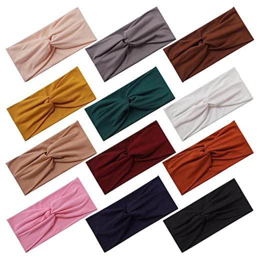 Panleding 12 Pcs Stretchy Headbands for Women, Absorbed Sport Headband Soft Twist Knotted Headbands for Daily Life Yoga Workout