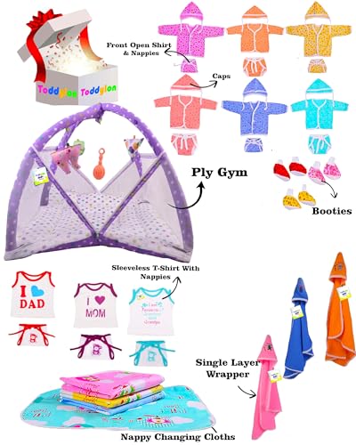 Image of Toddylon All in One Daily Essential in One Pack 36 in 1 New Born Baby Products Gift Packs | Hospital Kit Combo | Infants Boys Girls | Perfect for Newborns | Ideal for 0-6 Months (Purple)