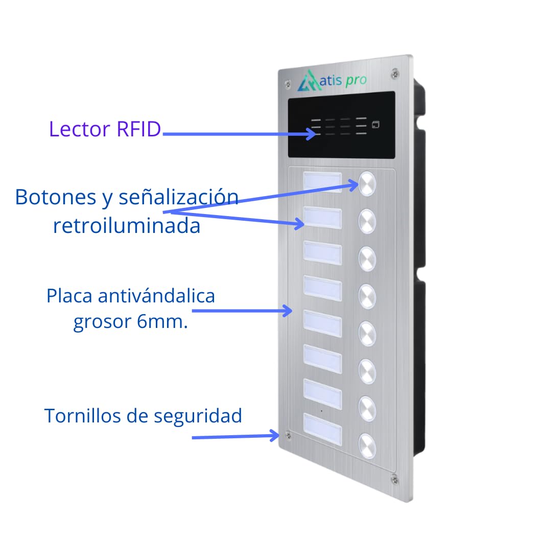 Kit citofono audio 2 fili per 6 appartamenti – Citofono collettivo antivandalo con lettore RFID – Kit completo con alimentatore e cornetti – Installazione da incasso o a parete – Facile da installare