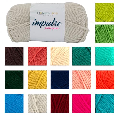 Image of WOAFashions Impulse Hand Knitting & Crochet Yarn, Premium Acrylic, 4 : Medium (Pearl Beige) (4x100gms / 14.1oz)