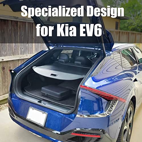Image of Cargo Cover for Kia EV6 Accessories,Carbon Fiber Texture Retractable Rear Trunk Organizer Trunk Cover Privacy Security Screen Shield Shade for 2022 2023 2024 2025 2026 Kia EV6 Accessories