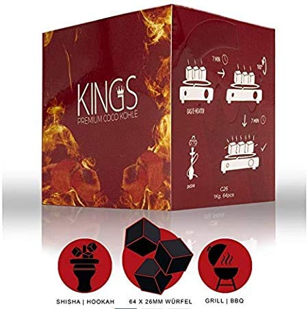 4kg Kings Shisha Kohle: 26er Kings Premium Shisha Kohle Naturkohle Hochwertige Kokoskohle Briketts für Wasserpfeife… – Bild 3
