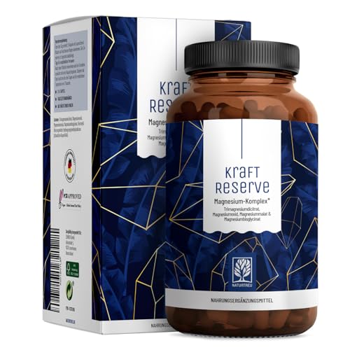 Magnesium Komplex hochdosiert - Komplex mit: Magnesiumcitrat, Bisglycinat, Magnesium Malat und Magnesiumoxid - Vegan - 180 Kapseln