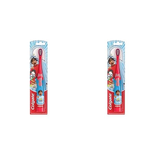 Colgate Cepillo de dientes alimentado por batería para niños, Ryan's World, cerdas extra suaves, paquete de 2