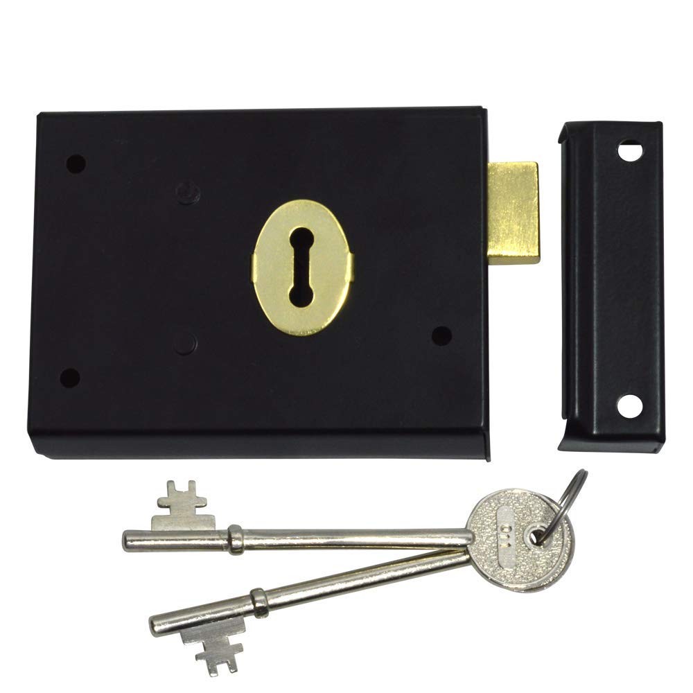 Asec Black 1 Lever Double Handed Rim Deadlock - 100Mm